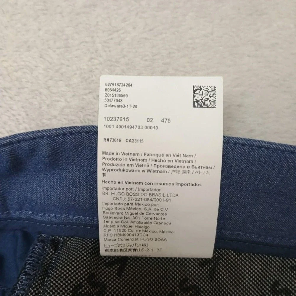 Hugo Boss Pants Men 35x32 Blue Delaware Slim Fit Microfiber Stretch Tapered Work